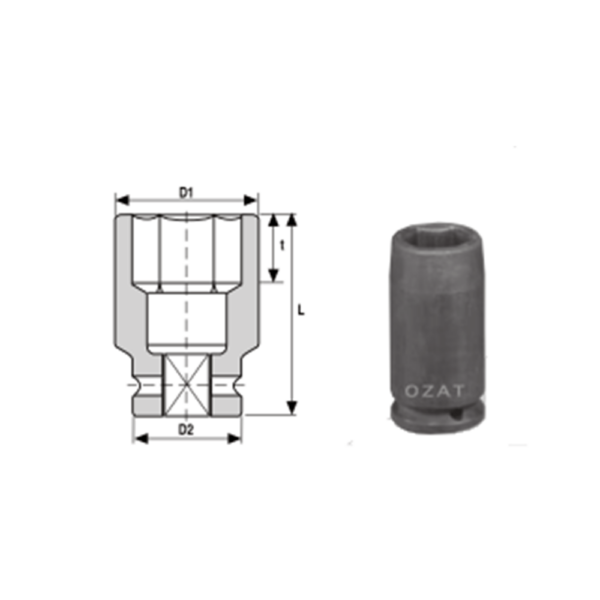 IMMAGINE 1 1 2 SQ DRIVE 6 POINT SOCKETS LONG 1 Avvitatori per assemblaggio industriale La miglior qualità di una bussola per avvitatura è riscontrabile dalla capacità di sopportare il maggior numero di colpi ad impatto generati dagli  utensili, dalla precisione con cui avviene l’accoppiamento tra l’albero di uscita dell’avvitatore ed il drive ( attacco quadro) della bussola  e dalla qualità del materiale in cui la bussola viene realizzata. Le bussole OZAT di Airtechnology  sono inoltre realizzate con speciali lavorazioni che combinano le tradizionali elettroerosioni  in uno speciale bagno chimico .Tale procedimento conferisce alle bussole caratteristiche di resistenza all’usura e robustezza all’utilizzo  uniche nel mercato.