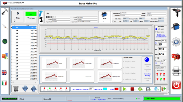 3 3 Avvitatori per assemblaggio industriale Trace Maker è il software indicato per la gestione di qualità degli avvitatori: uno strumento innovativo che permette la gestione del controllo qualità degli strumenti presenti nell’impianto. Questo è il cuore pulsante del sistema di controllo del Banco di Taratura NX01 e il nuovissimo Banco di Taratura NX02 ideati da Airtechnology per il controllo e la taratura di strumenti come avvitatori a frizione, elettronici, ad impulsi idraulici e chiavi dinamometriche. Airtechnology propone anche altri software dedicati al mondo dell'assemblaggio: Right Way:  per la condotta guidata dell'avvitatura e la gestione del processo d'assemblaggio. Net Collector: per l'archiviazione dei dati e la gestione della tracciabilità.