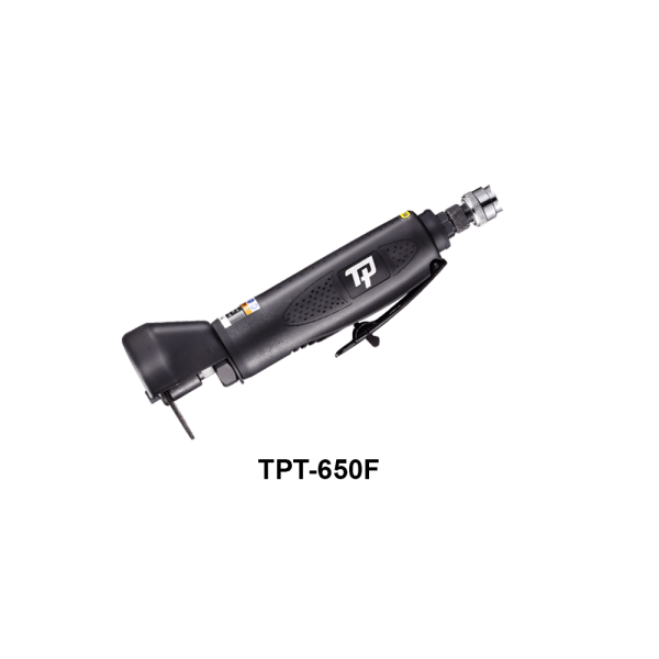 TPT 650F 2 Avvitatori per assemblaggio industriale Le smerigliatrici pneumatiche serie TPT si differenziano tra loro per: conformazione (diritta, meglio definita come ASSIALE, ANGOLARE, angolare RIBASSATA), potenza d’esercizio  (0,2Hp per le microsmerigliatrici, 0,3Hp le minismerigliatrici, 0,5Hp, 1 HP, 1,5Hp), numero di giri (da 3500 a 60000 rpm) tipo di attacco porta utensile (pinza da 3 o da 6 mm o ghiera porta mola) La scelta della smerigliatrice corretta da utilizzare dipende dall’applicazione e dal tipo di utensile a finire necessario per la lavorazione: è infatti la pinza corretta, piuttosto che il disco con le caratteristiche più adatte, piuttosto che la mola più performante, a determinare la tipologia di smerigliatrice da utilizzare per una asportazione di materiale migliore e più efficace.  