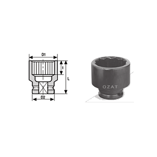 1/2 12 Point Impact Socket Regular Length