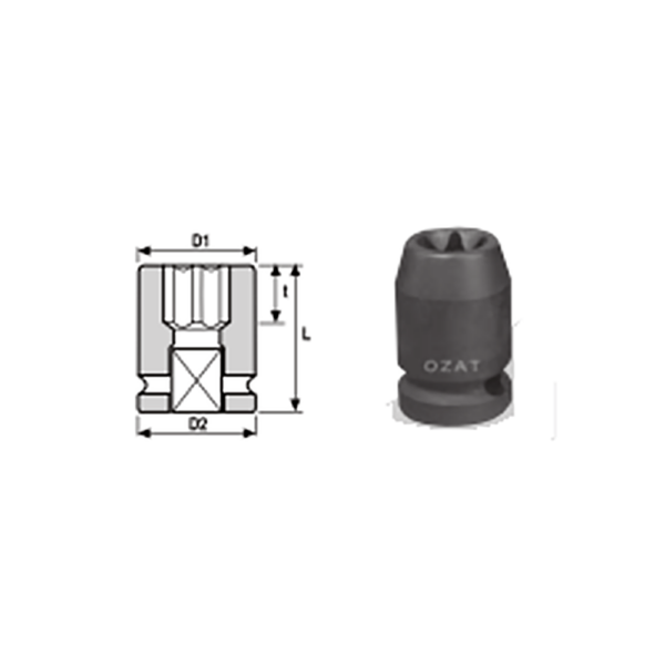 1 2 IMPACT SOCKETS FOR TORX FASTNERS 1 Avvitatori per assemblaggio industriale La miglior qualità di una bussola per avvitatura è riscontrabile dalla capacità di sopportare il maggior numero di colpi ad impatto generati dagli  utensili, dalla precisione con cui avviene l’accoppiamento tra l’albero di uscita dell’avvitatore ed il drive ( attacco quadro) della bussola  e dalla qualità del materiale in cui la bussola viene realizzata. Le bussole OZAT di Airtechnology  sono inoltre realizzate con speciali lavorazioni che combinano le tradizionali elettroerosioni  in uno speciale bagno chimico .Tale procedimento conferisce alle bussole caratteristiche di resistenza all’usura e robustezza all’utilizzo  uniche nel mercato.