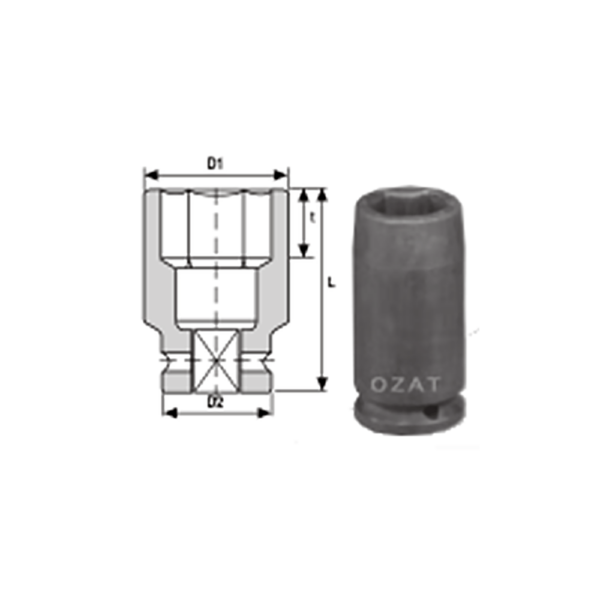 1 2 SQUARE DRIVE IMPACT SOCKET LONG 1 Avvitatori per assemblaggio industriale La miglior qualità di una bussola per avvitatura è riscontrabile dalla capacità di sopportare il maggior numero di colpi ad impatto generati dagli  utensili, dalla precisione con cui avviene l’accoppiamento tra l’albero di uscita dell’avvitatore ed il drive ( attacco quadro) della bussola  e dalla qualità del materiale in cui la bussola viene realizzata. Le bussole OZAT di Airtechnology  sono inoltre realizzate con speciali lavorazioni che combinano le tradizionali elettroerosioni  in uno speciale bagno chimico .Tale procedimento conferisce alle bussole caratteristiche di resistenza all’usura e robustezza all’utilizzo  uniche nel mercato.