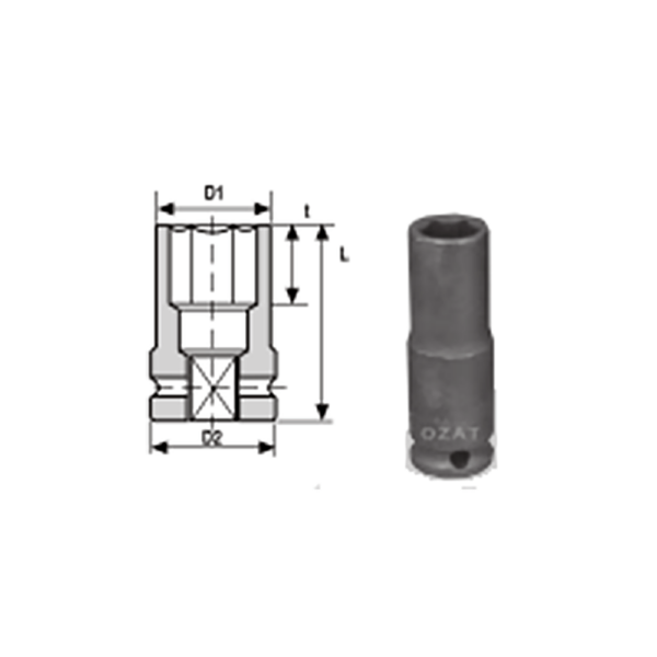 1/2 Square Drive Thin Wall Impact Socket Long
