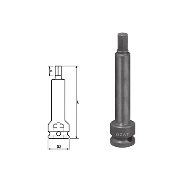 IMMAGINE 1 2 INHEX DRIVER 100 MM LONG 1 Avvitatori per assemblaggio industriale The best quality of a screwing compass can be found in the ability to withstand the greatest number of impact blows generated by the tools, by the precision with which the coupling between the exit shaft of the screwdriver and the drive (square drive) of the compass and the quality of the material in which the compass is made. The OZAT compasses by Airtechnology are made with special processes that combine the traditional electroerosions in a special chemical bath. This process gives the bushes characteristics of resistance to wear and strength to use unique in the market.