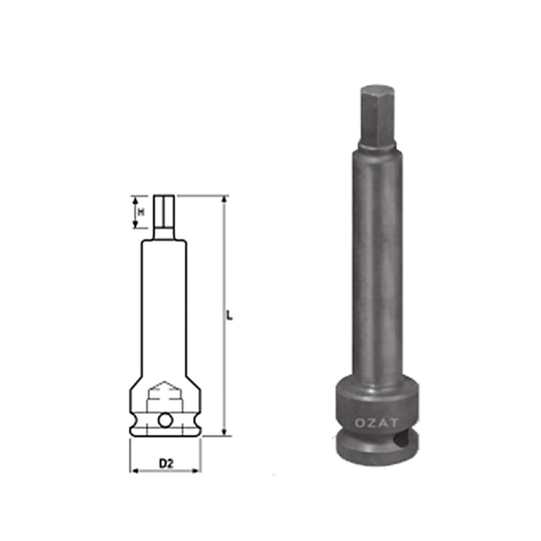 IMMAGINE 1 2 INHEX DRIVER 150 MM LONG 1 Avvitatori per assemblaggio industriale La miglior qualità di una bussola per avvitatura è riscontrabile dalla capacità di sopportare il maggior numero di colpi ad impatto generati dagli  utensili, dalla precisione con cui avviene l’accoppiamento tra l’albero di uscita dell’avvitatore ed il drive ( attacco quadro) della bussola  e dalla qualità del materiale in cui la bussola viene realizzata. Le bussole OZAT di Airtechnology  sono inoltre realizzate con speciali lavorazioni che combinano le tradizionali elettroerosioni  in uno speciale bagno chimico .Tale procedimento conferisce alle bussole caratteristiche di resistenza all’usura e robustezza all’utilizzo  uniche nel mercato.
