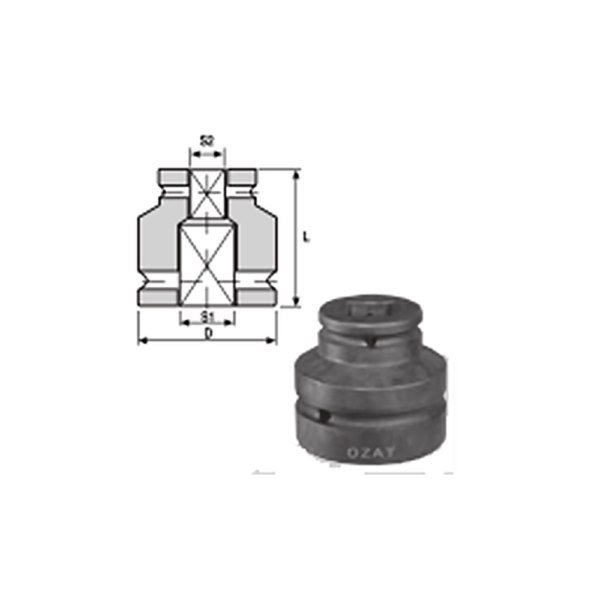 IMMAGINE 2 1 2 SQ DRIVE TWO SIDE FEMALE ADAPTORS 1 Avvitatori per assemblaggio industriale La miglior qualità di una bussola per avvitatura è riscontrabile dalla capacità di sopportare il maggior numero di colpi ad impatto generati dagli  utensili, dalla precisione con cui avviene l’accoppiamento tra l’albero di uscita dell’avvitatore ed il drive ( attacco quadro) della bussola  e dalla qualità del materiale in cui la bussola viene realizzata. Le bussole OZAT di Airtechnology  sono inoltre realizzate con speciali lavorazioni che combinano le tradizionali elettroerosioni  in uno speciale bagno chimico .Tale procedimento conferisce alle bussole caratteristiche di resistenza all’usura e robustezza all’utilizzo  uniche nel mercato.