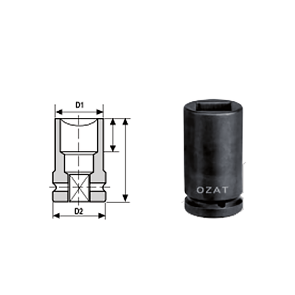 IMMAGINE 3 4 SQ DRIVE 4 POINT IMPACT SOCKETS 1 Avvitatori per assemblaggio industriale The best quality of a screwing compass can be found in the ability to withstand the greatest number of impact blows generated by the tools, by the precision with which the coupling between the exit shaft of the screwdriver and the drive (square drive) of the compass and the quality of the material in which the compass is made. The OZAT compasses by Airtechnology are made with special processes that combine the traditional electroerosions in a special chemical bath. This process gives the bushes characteristics of resistance to wear and strength to use unique in the market.