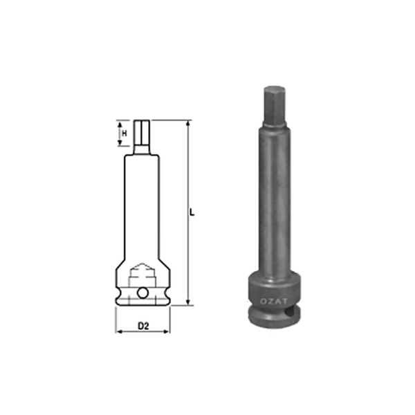 3/4 SQ Drive One Part Inhex Driver 100 MM
