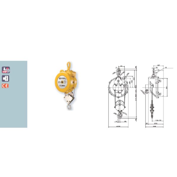 ETP DIMENSIONI Avvitatori per assemblaggio industriale Bilanciatore a molla - Serie ETP I bilanciatori a molla della gamma Airtechnology / ENDO presentano diversi modelli ciascuno con specifiche peculiarità: SERIE EK – ERP  – Capacità di  bilanciamento e ritrazione leggera per carichi fino a 1,5 Kg per EK e fino a 2,0 Kg per ERP SERIE ATB-THB – Capacità di bilanciamento e ritrazione con alimentazione diretta avvitatori pneumatici di peso sino a 6,5 Kg SERIE EW - EWS – Capacità di bilanciamento e ritrazione per carichi sino a 7 Kg SERIE EWF - Capacità di bilanciamento e ritrazione per carichi sino a 120 Kg SERIE A – Capacità di bilanciamento e ritrazione da 70 fino a 120 Kg con sistema di riavvolgimento e ritrazione frizionato per un riavvolgimento rallentato e gancio di appensione prolungato SERIE B – Capacità di bilanciamento e ritrazione sino a 7 Kg con sistema di riavvolgimento e ritrazione frizionato per  un riavvolgimento rallentato SERIE C Green Generation - Bilanciatori in acciaio zincato non verniciato capacità di sollevamento e ritrazione siano a 120 Kg SERIE X Green Generation - Bilanciatori in acciaio INOX capacità di sollevamento e ritrazione siano a 120 Kg - PER IL SETTORE ALIMENTARE SERIE ELF - Capacità di bilanciamento e ritrazione sino a 70 Kg ma con corsa di avvolgimento lunga SERIE EWA - Capacità di bilanciamento e ritrazione sino a 70 Kg ma con sistema di sicurezza anti riavvolgimento improvviso del cavo (snap-back) in caso di perdita del carico o di rottura del cavo di apprensione carico SERIE ETP - Capacità di bilanciamento e ritrazione per carichi da 120 Kg sino a 200 Kg   Nuovo video ONLINE https://youtu.be/rF13tvpPXt4  