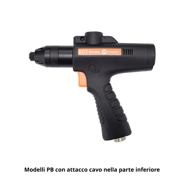 2 AVVITATORI A PISTOLA SERIE ECT PB Avvitatori per assemblaggio industriale I nuovi avvitatori elettronici coppia angolo con trasduttore - serie ECT di Mountz, esclusiva Airtechnology per il mercato nazionale, rappresentano una linea completa di utensili per il controllo della coppia e dell’angolo in un range di coppia da 0,8 a 50 Nm. I benefici di questi sistemi avanzati di avvitatura si traducono in un controllo completo e tracciabilità totale dell’operazioni di assemblaggio, estrema accuratezza della coppia di serraggio, ed alta affidabilità. Gli avvitatori ECT sono disponibili nelle versioni AD USO MANUALE come segue: versione con impugnatura diritta (serie ECT), versione con impugnatura a pistola (serie ECT-PB oppure serie ECT-PT) versione con impugnatura angolare (serie ECT-RA) Gli avvitatori con Trasduttore Mountz sono disponibili anche nella versione per ROBOT/AUTOMAZIONE (serie ECT-R)   Leggi come ne parliamo sui social oppure guarda il video su Youtube https://www.youtube.com/watch?v=Zjgt2EwqQvw