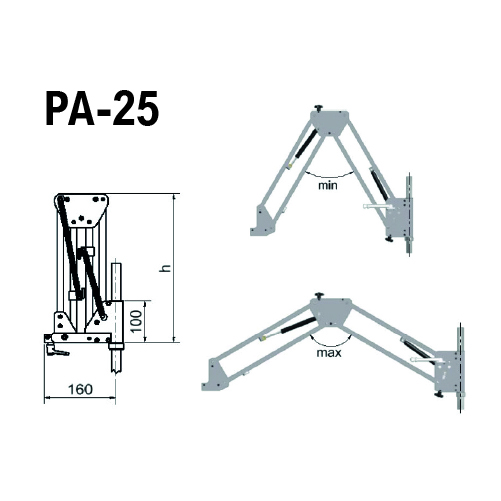 PA 25 DIM 100 Avvitatori per assemblaggio industriale I bracci paralleli di reazione Serie PA di Smart Motion sono caratterizzati da durevolezza, resistenza ed ergonomia. La linea  PA-75 è in grado di sostenere un peso fino a 10 kg e una coppia fino a 75 Nm. Sono destinati a operazioni verticali e sono particolarmente adatti per il montaggio di viti e per le operazioni di maschiatura. Il peso dell’utensile è sostenuto da molle a gas. La linea  PA-25  è destinata alle operazioni verticali e viene utilizzata principalmente per l’assemblaggio leggero con filettatrici e cacciaviti: può sostenere un peso fino a 2,5 Kg e una coppia fino a 25 Nm.   Sono disponibili anche bracci pieghevoli di reazione (Serie PS) e bracci con rotaia di reazione (Serie PR).