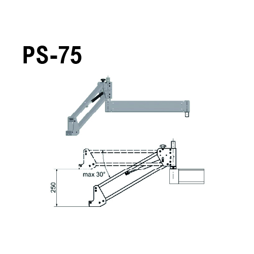 PS 75 DIM 100 Avvitatori per assemblaggio industriale I bracci pieghevoli di reazione Serie PS di Smart Motion sono caratterizzati da durevolezza, resistenza ed ergonomia. La linea di bracci paralleli PS-75 ha un lungo raggio d’azione e un grande spazio di lavoro rispetto alle sue dimensioni: può essere utilizzato ad esempio per stringere, rivettare, ispezionare, incollare ecc. Realizzato in alluminio e controbilanciato con molle a gas. La linea di bracci paralleli PS-25 è la linea di bracci pieghevoli Smart Motion con coppia inferiore ed ha le medesime caratteristiche di PS-75. Sono disponibili anche bracci paralleli di reazione (Serie PA) e bracci con rotaia di reazione (Serie PR).