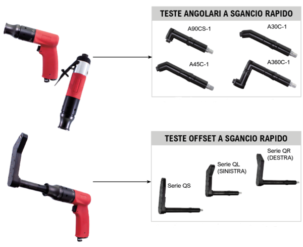 TABELLA TESTE DISPONIBILI PER TRAPANI AEROSPACE Avvitatori per assemblaggio industriale I trapani Aerospace con teste intercambiabili DU-PAS AVI Series sono utensili compatti, leggeri e dotati di un’ergonomia superiore. Progettati con particolare attenzione verso l’operatore, i trapani modulari sono dotati di diverse motorizzazioni ad alta potenza che non richiedono lubrificazione. La nuova gamma conforme alle più esigenti normative aerospaziali, si contraddistingue per bassissime vibrazioni, alto isolamento acustico e termico e valori ergonomici ottimali per l’operatore. I trapani Aerospace con teste intercambiabili ad alta precisione modello TDA sono disponibili con impugnatura a pistola (TDA-DL04-M) o diritta (TDA-DL04S-M) e vantano una vasta gamma di teste angolari e offset con vari attacchi e varie dimensioni per soddisfare ogni esigenza di utilizzo.   La gamma Du-Pas AVI-Series offre anche: Trapani Aerospace con teste fisse ad alta precisione Trapani Aerospace con teste intercambiabili a sgancio rapido ad alta precisione Trapani Aerospace ad alta precisione con mandrino Trapani Aerospace HI-TITE con teste offset Cacciaviti Pneumatici Aerospace TDCS - impugnatura a pistola Cacciaviti Pneumatici Aerospace TDCS - impugnatura angolare Cacciaviti Pneumatici Aerospace TDCS - impugnatura diritta Smerigliatrici Aerospace - varie impugnature