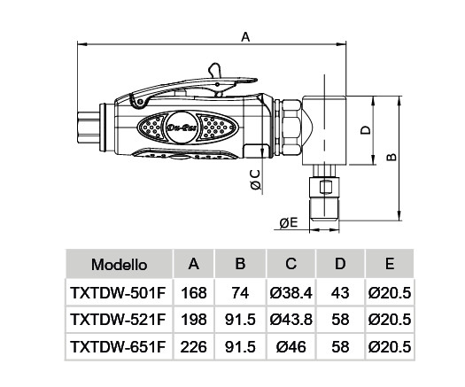 dimensioni smer tdw angolari Avvitatori per assemblaggio industriale Le Smerigliatrici diritte TDW DU-PAS AVI Series sono utensili compatti, leggeri e dotati di un’ergonomia superiore. Progettate con particolare attenzione verso l’operatore, sono dotate di motorizzazione ad alta potenza che non richiede lubrificazione. La nuova gamma conforme alle più esigenti normative aerospaziali, si contraddistingue per bassissime vibrazioni, alto isolamento acustico e termico e valori ergonomici ottimali per l’operatore. Le smerigliatrici Aerospace TDW sono disponibili con impugnatura diritta, diritta estesa, angolare e micro.   La gamma Du-Pas AVI-Series offre anche: Trapani Aerospace con teste fisse ad alta precisione Trapani Aerospace con teste intercambiabili a sgancio rapido ad alta precisione Trapani Aerospace ad alta precisione con mandrino Trapani Aerospace HI-TITE con teste offset Cacciaviti Aerospace TDCS - impugnatura a pistola Cacciaviti Aerospace TDCS - impugnatura angolare Cacciaviti Aerospace TDCS - impugnatura diritta Smerigliatrici Aerospace - varie impugnature
